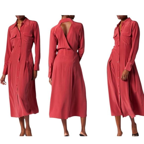 Equipment Natacha Silk Fit and Flare Shirt Dress| Size 12 - Picture 6 of 9